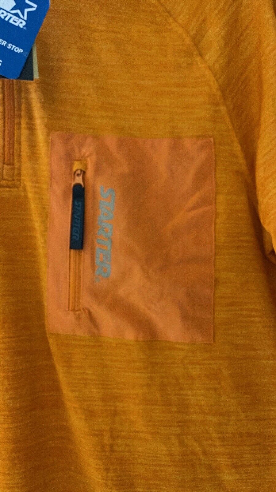 STARTER Men's Size Large Orange Quarter Zip Sports Running Gym Pullover Top