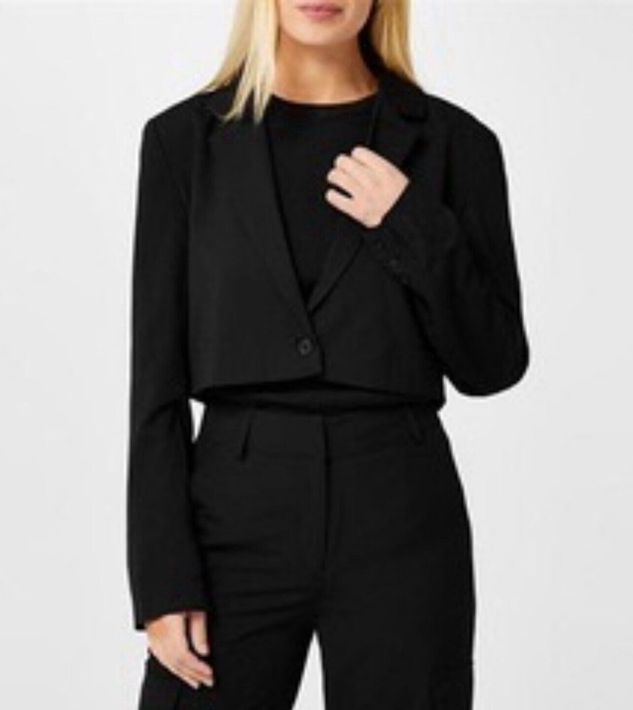 Only Womens Birgitta Blazer Jacket Cropped Black UK Large