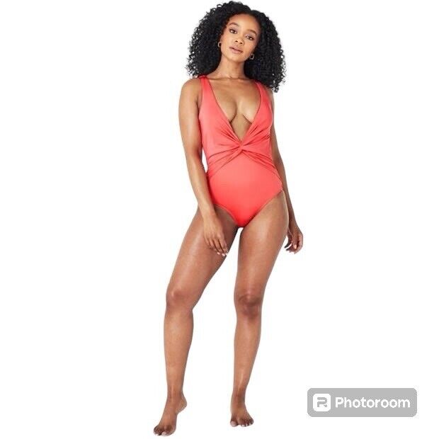 Biba Womens Icon Swimsuit Plunge Pool Beach Swimwear Coral UK 6
