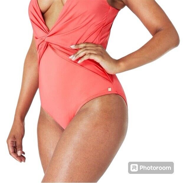 Biba Womens Icon Swimsuit Plunge Pool Beach Swimwear Coral UK 6