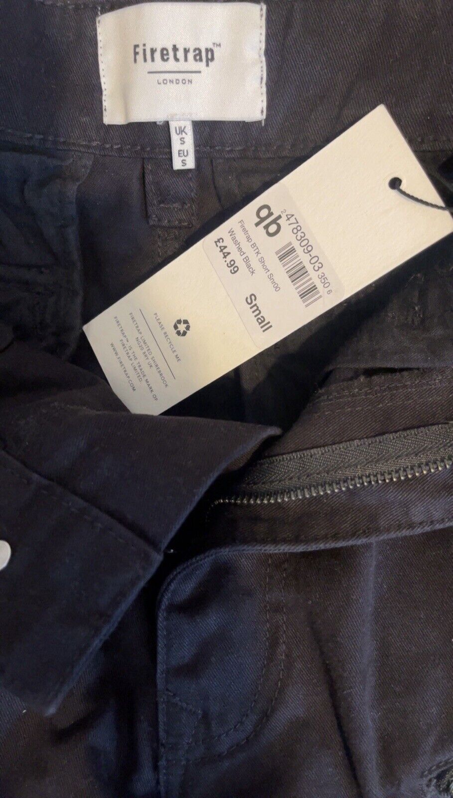 Firetrap Mens BTK Cargo Shorts Washed Black Size Small