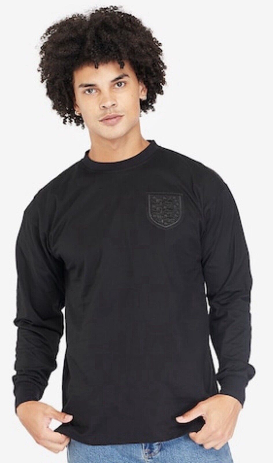 Score Draw Mens England 66 Black Out Long Sleeve Shirt International Licensed XS