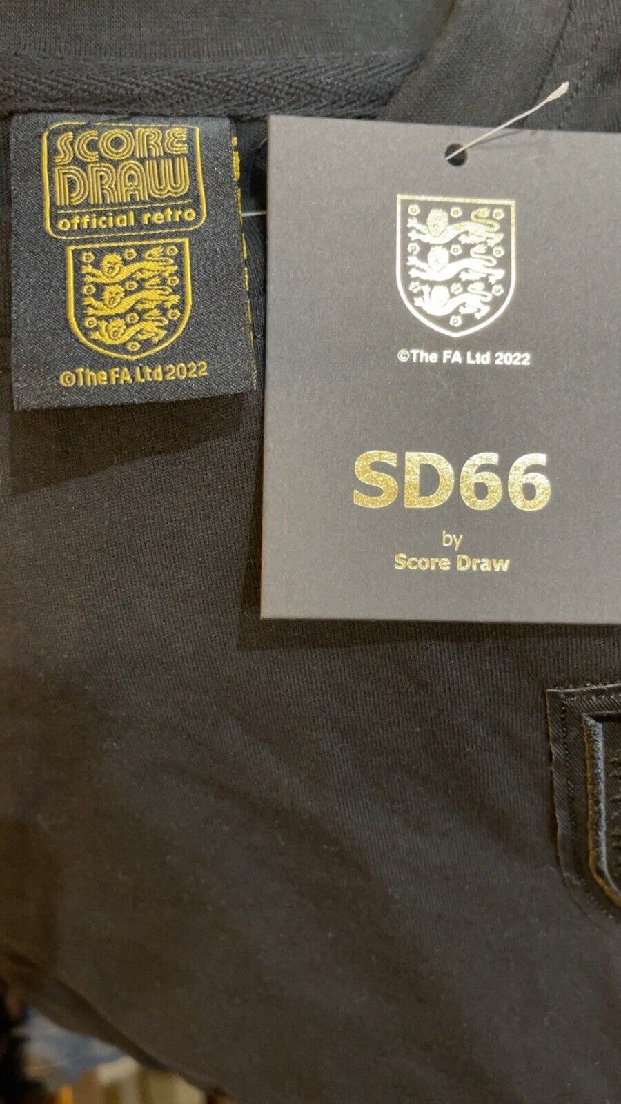 Score Draw Mens England 66 Black Out Long Sleeve Shirt International Licensed XS