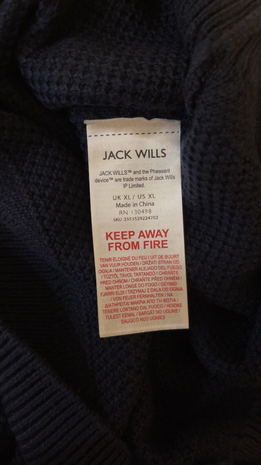 Jack Wills Mens Linus Seed Stitch Crew Neck Jumper Sweater Pullover Navy XL