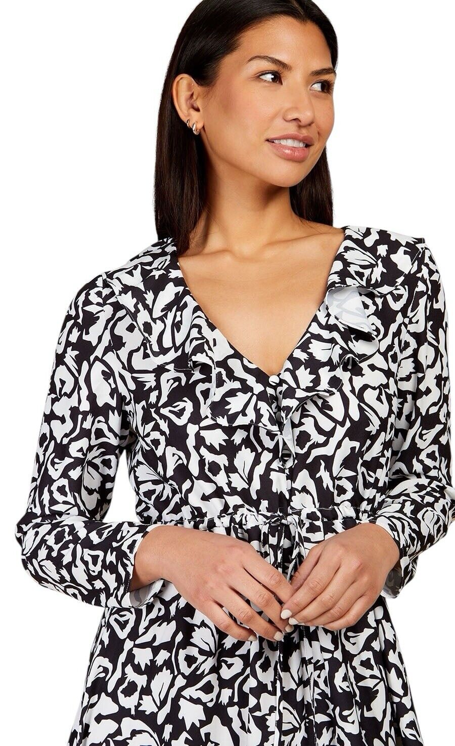 Little Mistress monochrome Black White Printed Midaxi Dress UK 12 RRP £65