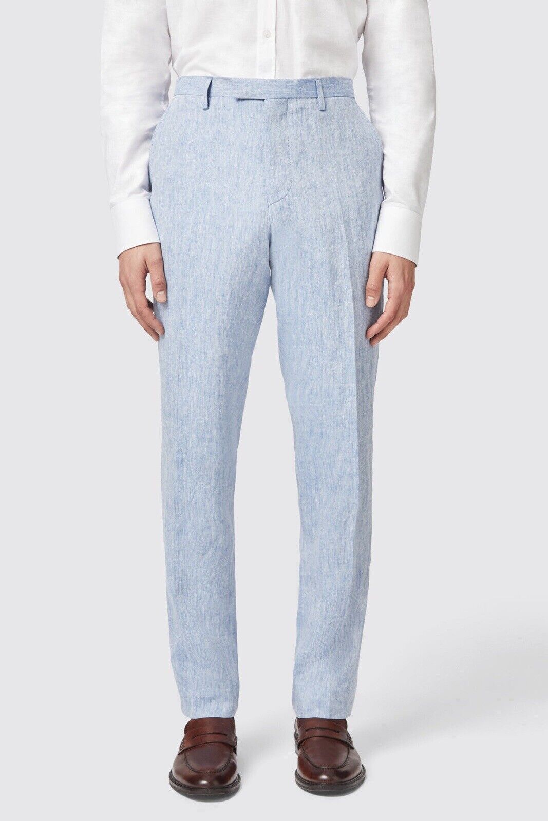NWT TWISTED TAILOR Claremont Slim Fit Trousers Pants Blue Linen 34x30
