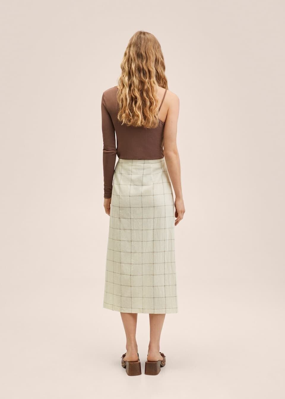 Mango Check cotton skirt Medium BNWT
