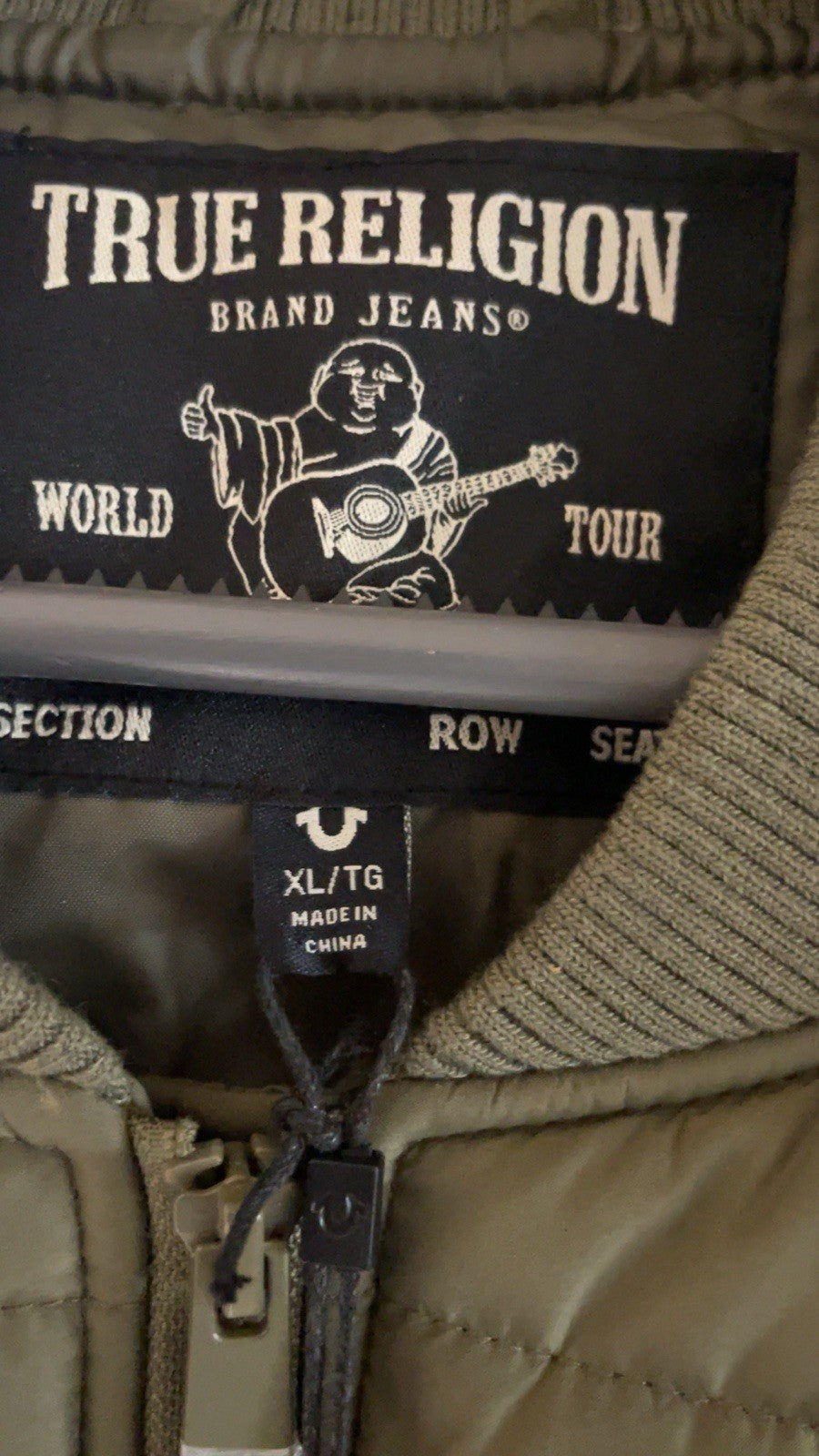 True Religion Mens Gilet Body warmer Green Kalamata Horseshoe Size XL RRP £175