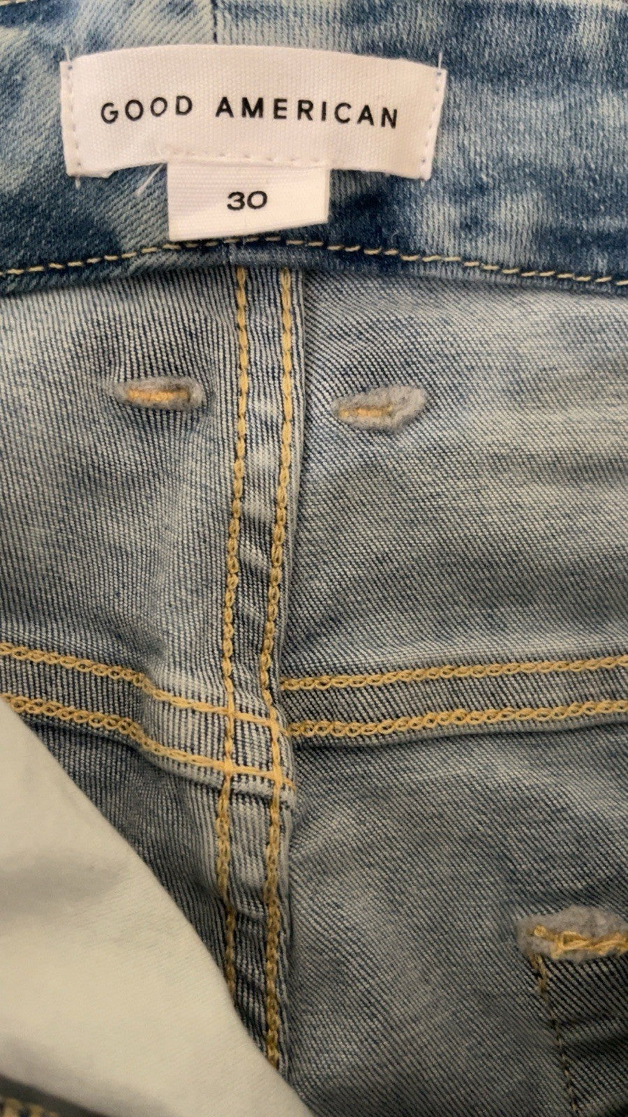 GOOD AMERICAN Good Legs Skinny Crop Jeans Chewed Hem Blue616 UK 34 (US 30)