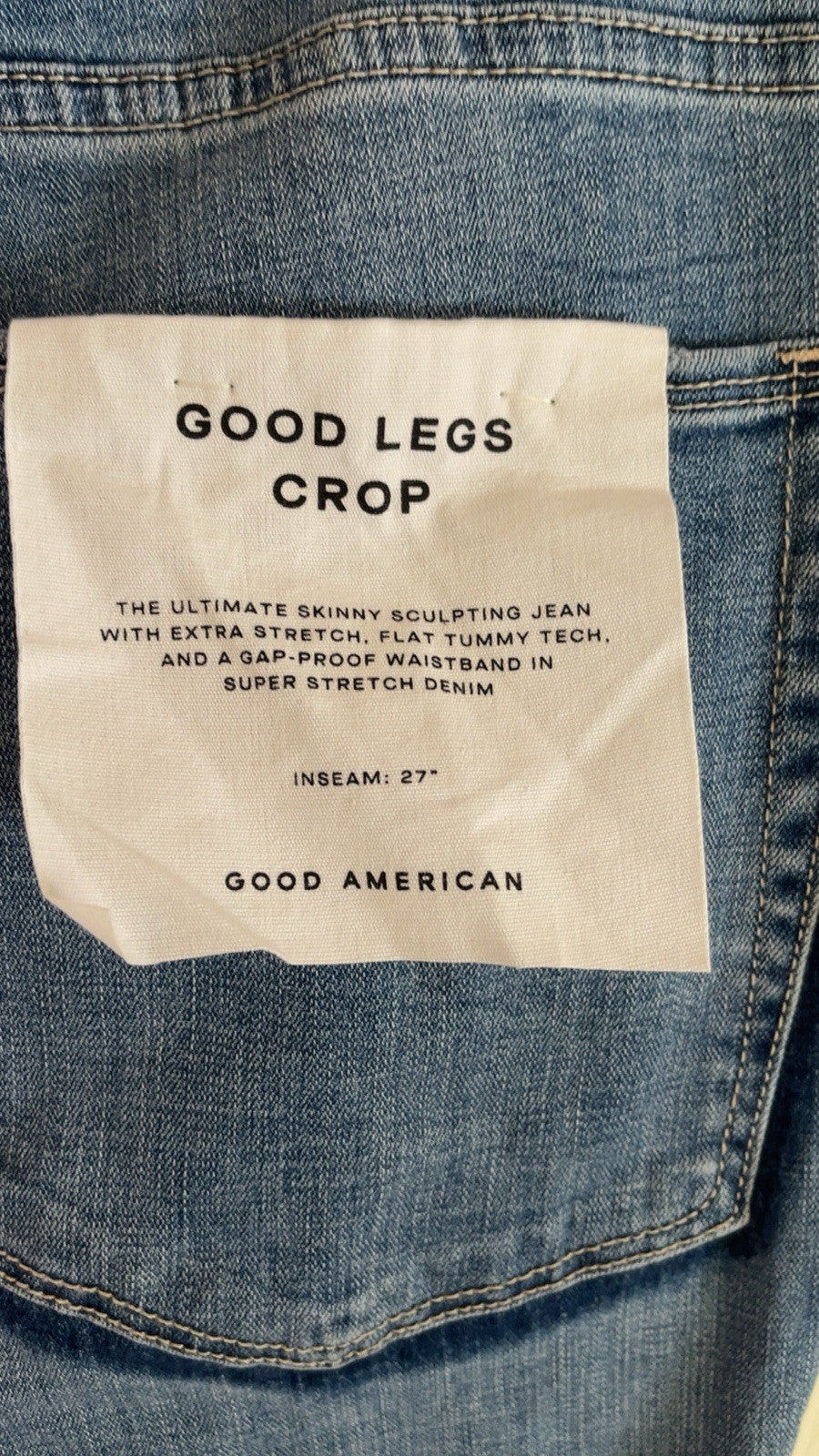 GOOD AMERICAN Good Legs Ripped Crop Skinny Jeans Blue617 UK 30 (US 26)