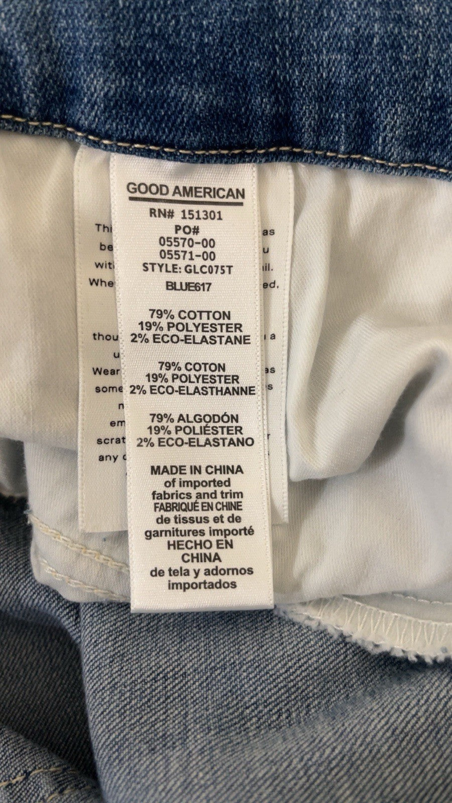 GOOD AMERICAN Good Legs Ripped Crop Skinny Jeans Blue617 UK 30 (US 26)