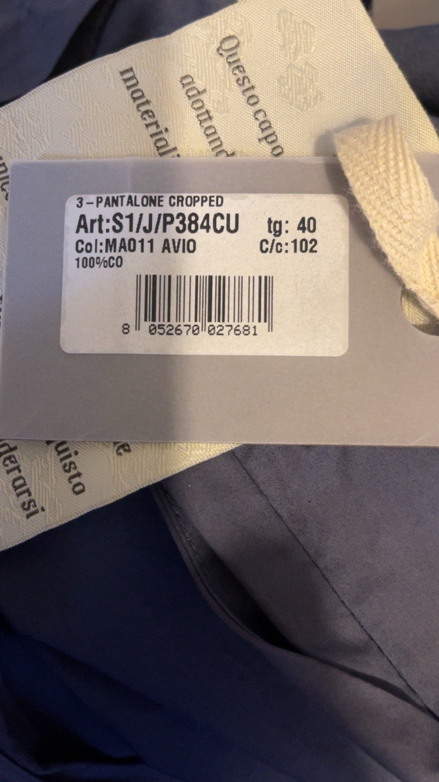 Cropped trousers MANILA GRACE 9384CU UK 8 Colour Blue / Grey RRP £130