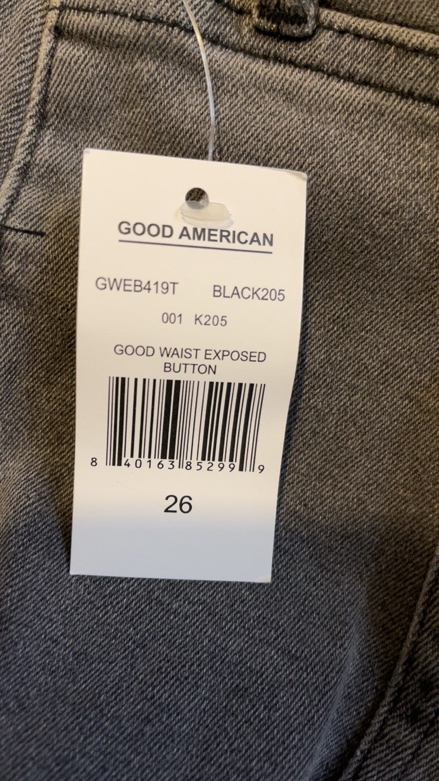 GOOD AMERICAN Good Waist Jeans Size UK 30 Grey High Rise Skinny