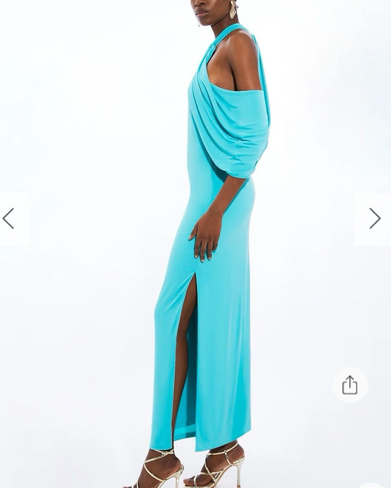 Karen Millen Jersey Crepe Cold Shoulder Midi Dress Aqua Size Small RRP £130
