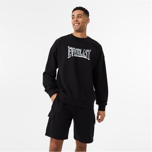 Everlast Camo Logo Sweatshirt Mens Black XL