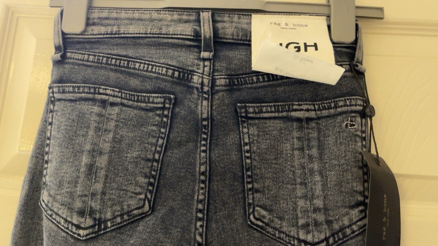 Rag and Bone Nina High Rise Skinny Ankle Jeans Grey Wash Women’s Size W24
