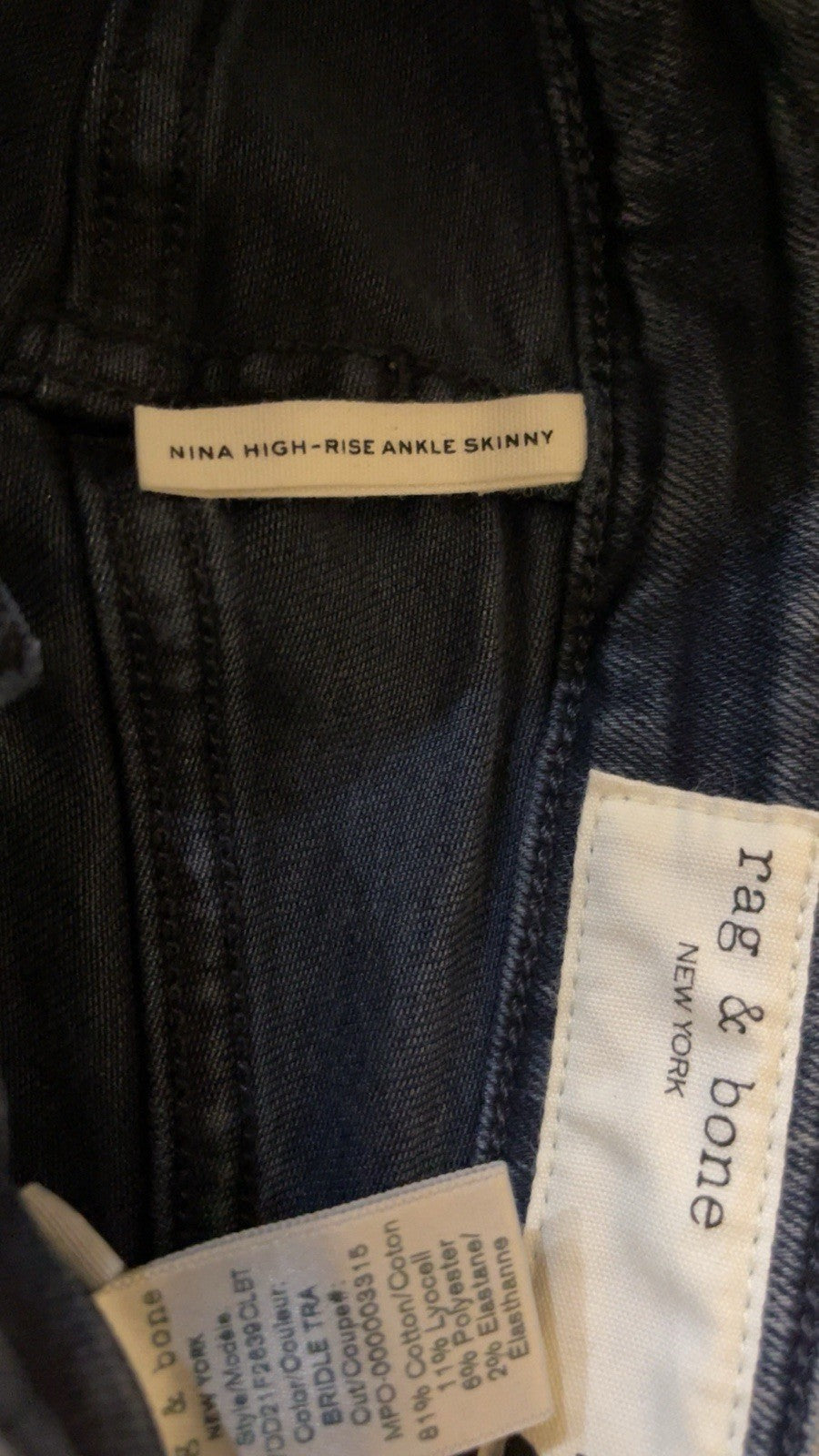 Rag and Bone Nina High Rise Skinny Ankle Jeans Grey Wash Women’s Size W24