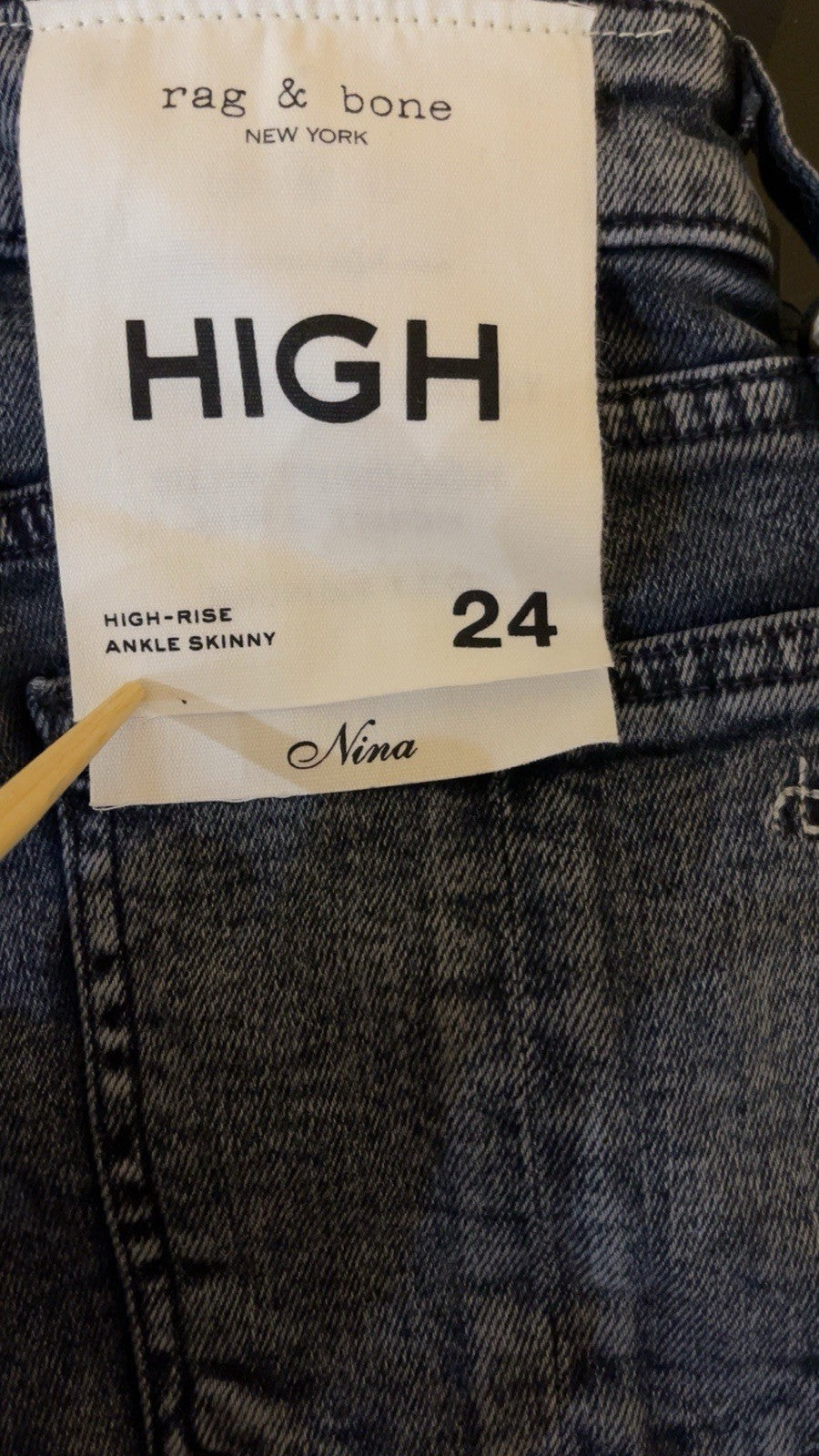 Rag and Bone Nina High Rise Skinny Ankle Jeans Grey Wash Women’s Size W24