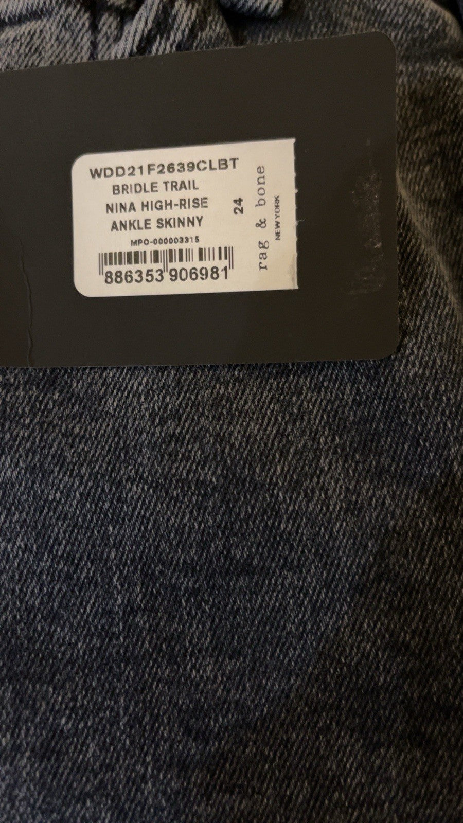 Rag and Bone Nina High Rise Skinny Ankle Jeans Grey Wash Women’s Size W24