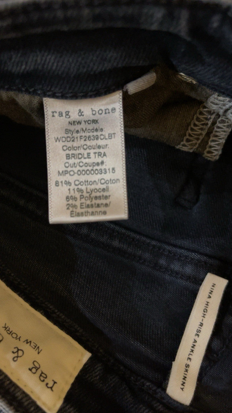 Rag and Bone Nina High Rise Skinny Ankle Jeans Grey Wash Women’s Size W24
