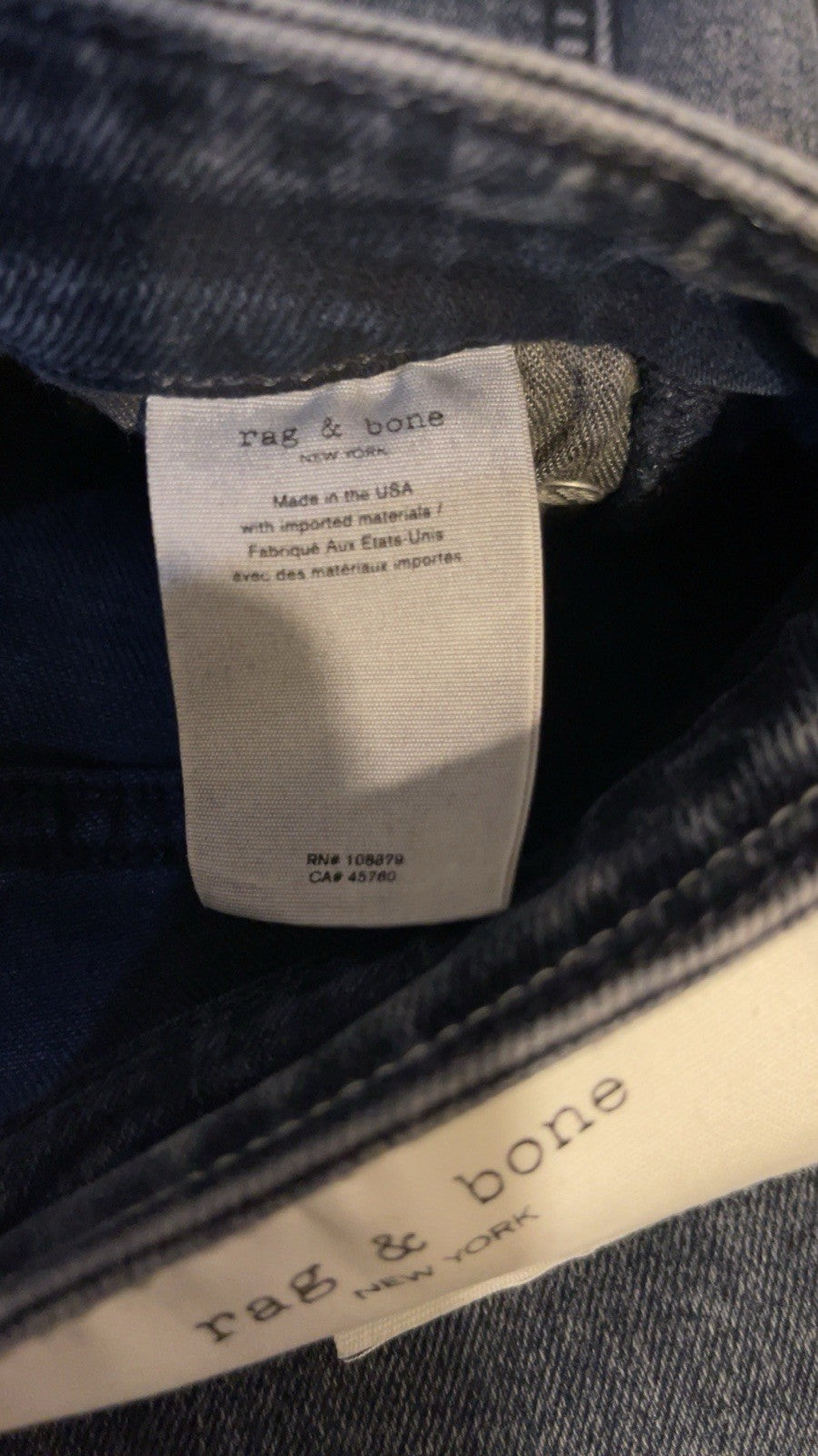 Rag and Bone Nina High Rise Skinny Ankle Jeans Grey Wash Women’s Size W24