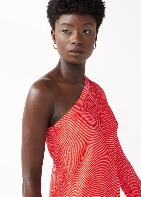 & Other Stories Orange One Shoulder Dress Size S