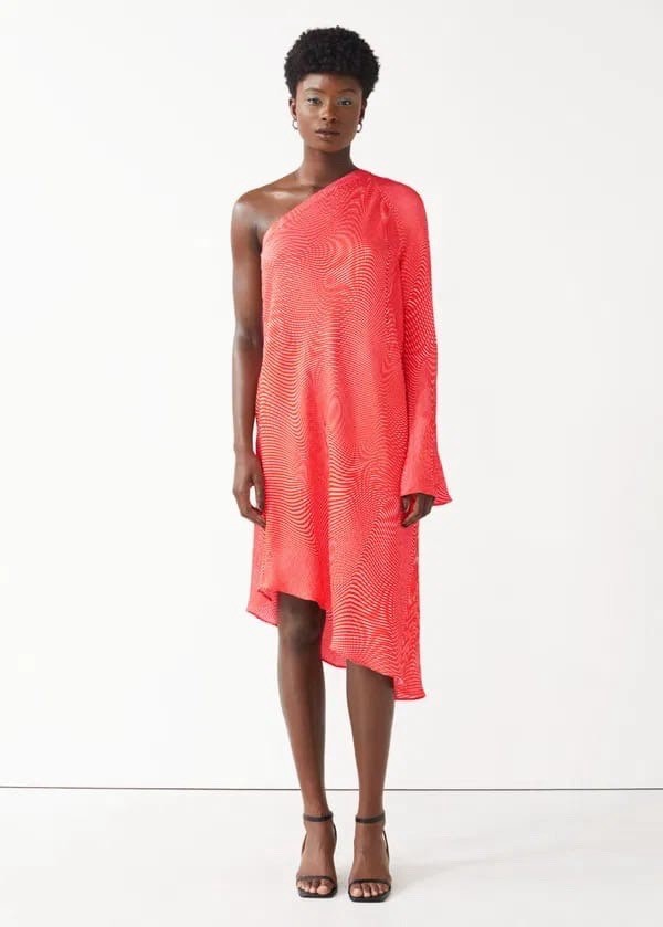 & Other Stories Orange One Shoulder Dress Size S