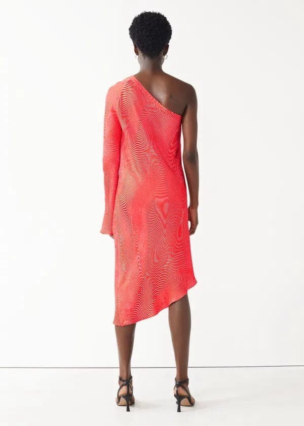 & Other Stories Orange One Shoulder Dress Size S