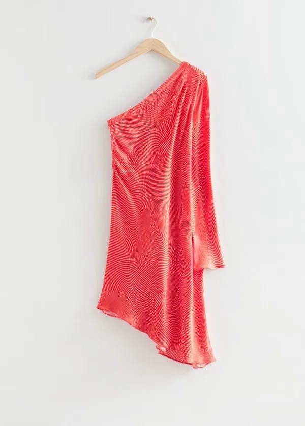 & Other Stories Orange One Shoulder Dress Size L