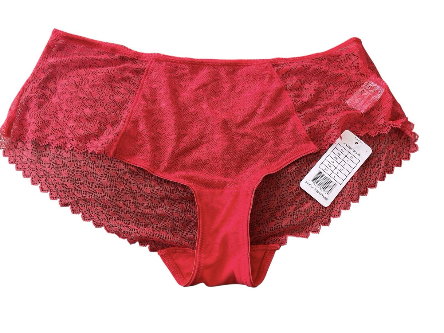 Freya Signature Red Briefs Shorts Mid Rise Lined Knickers Size Large