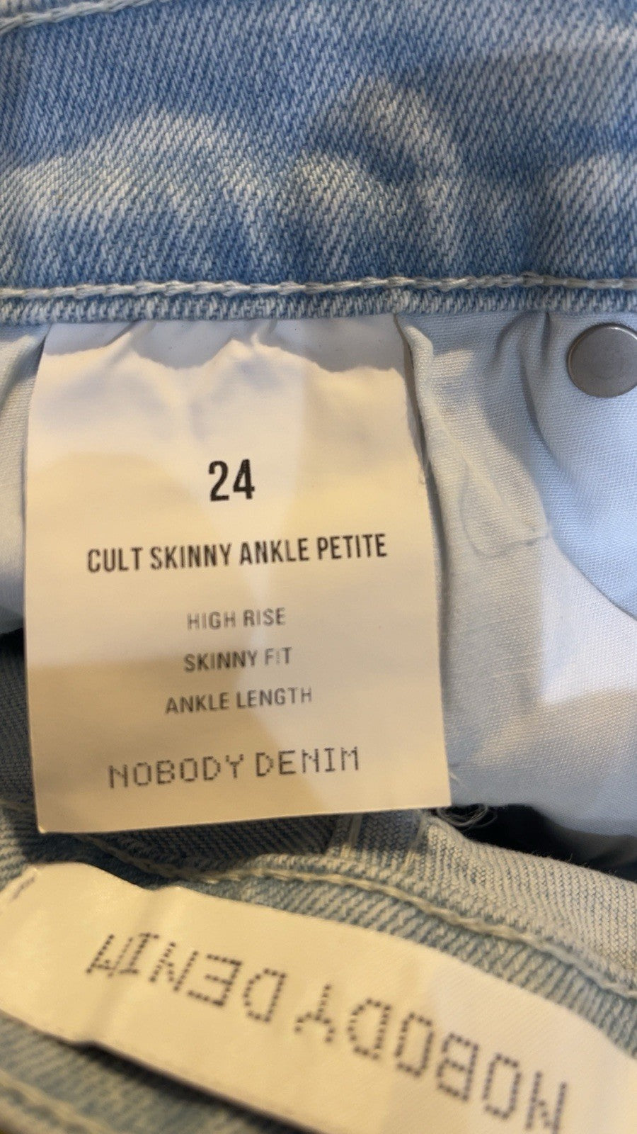 NOBODY DENIM Whispering Cult Skinny Ankle Length Blue Petite W 24 RRP £115
