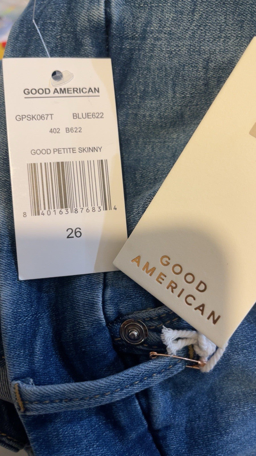GOOD AMERICAN Good Petite Skinny Jeans Size UK 30 (US 26) Blue 622