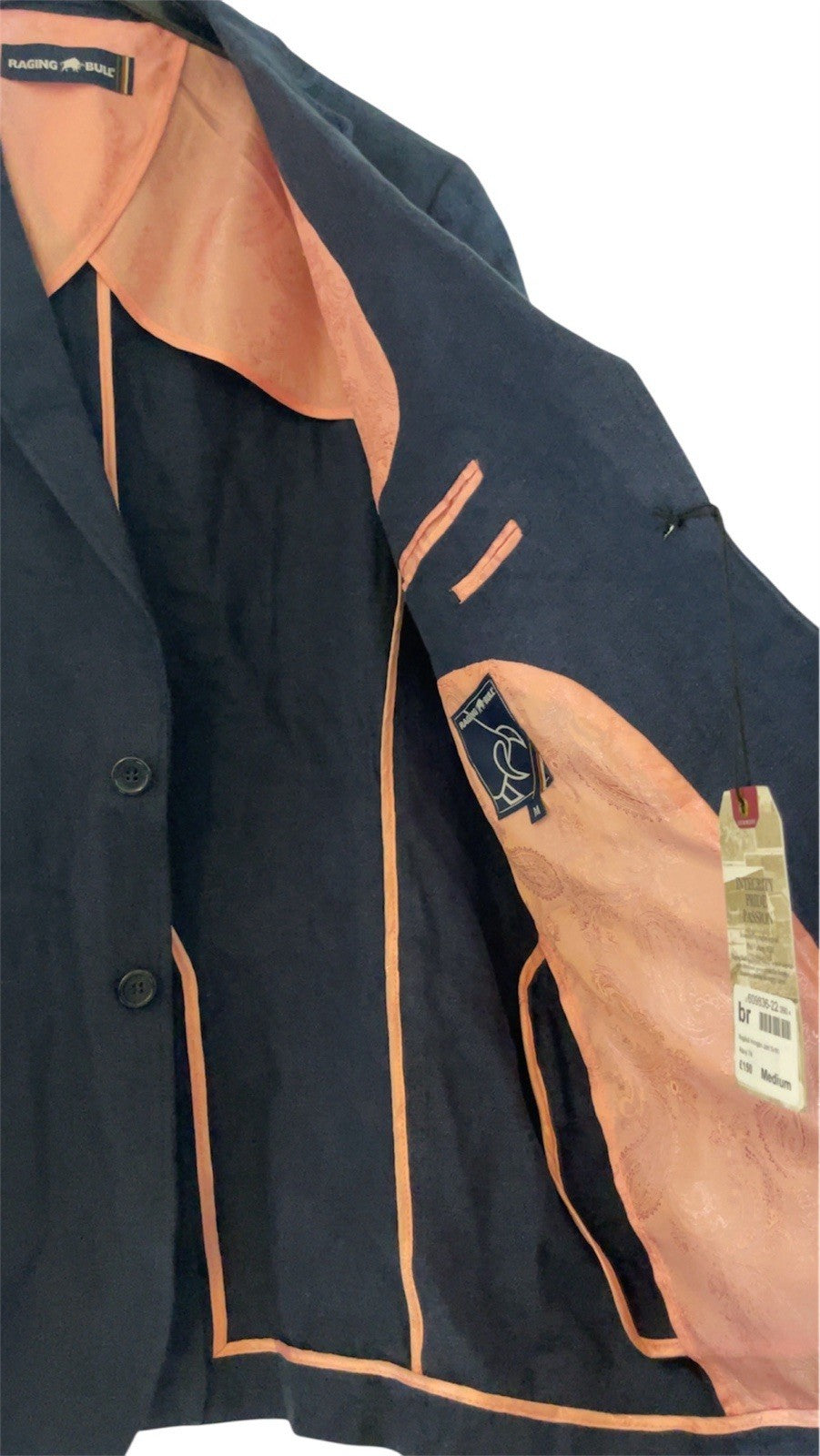 Raging Bull Linen Herringbone Blazer Navy Size M BNWT