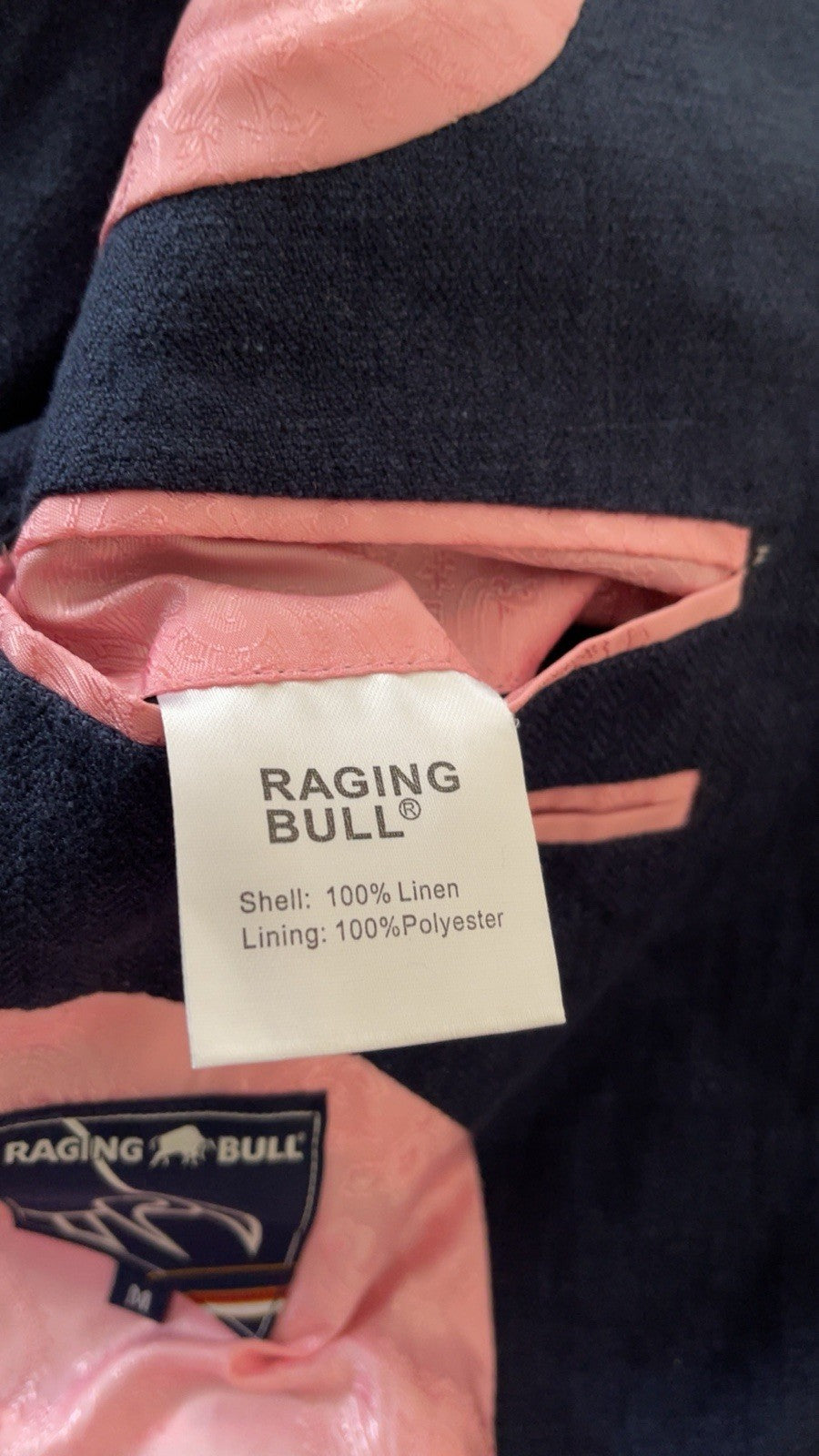 Raging Bull Linen Herringbone Blazer Navy Size M BNWT