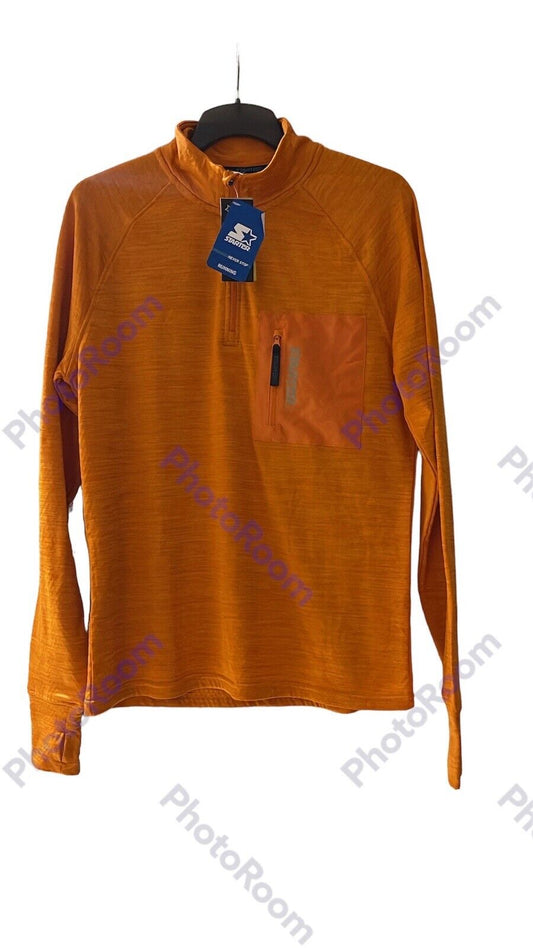 STARTER Men's Size Large Orange Quarter Zip Sports Running Gym Pullover Top