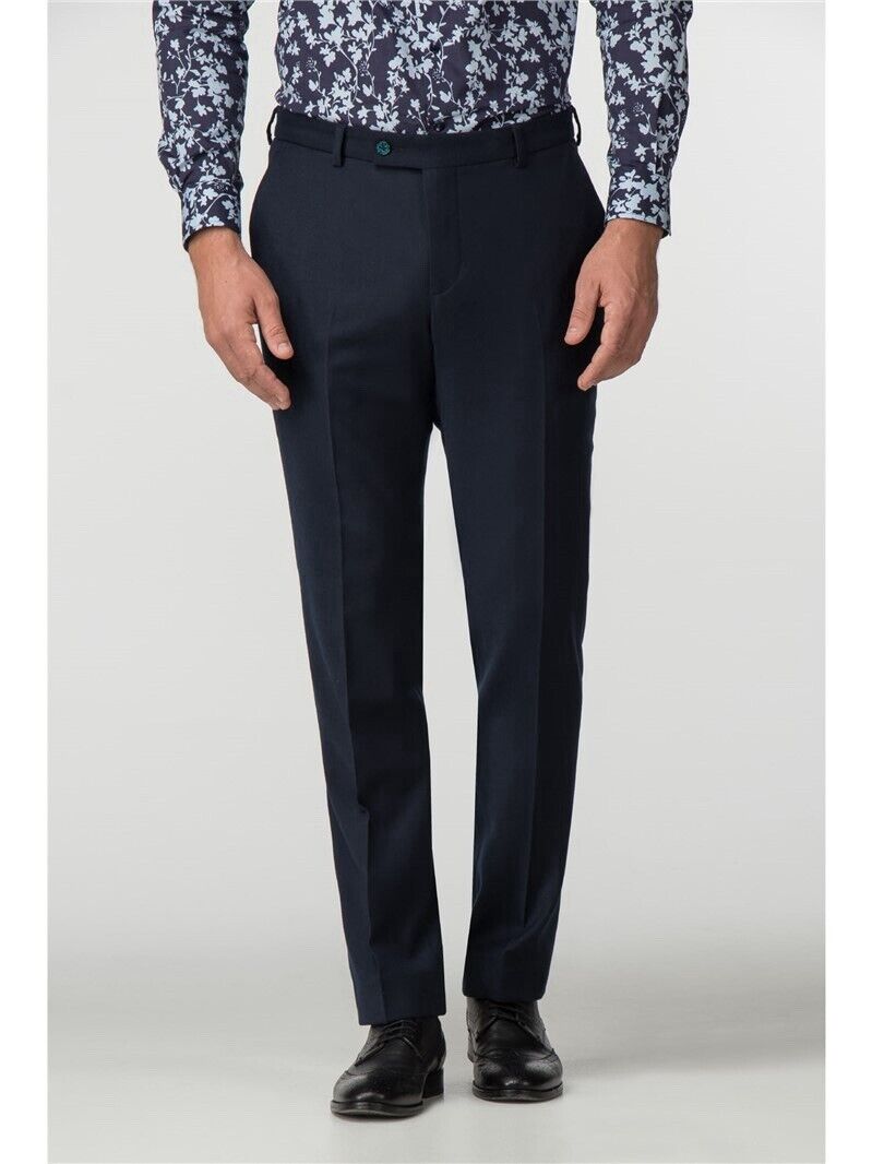 Without Prejudice Drayton Flannel Slim Fit Trouser Navy 34S