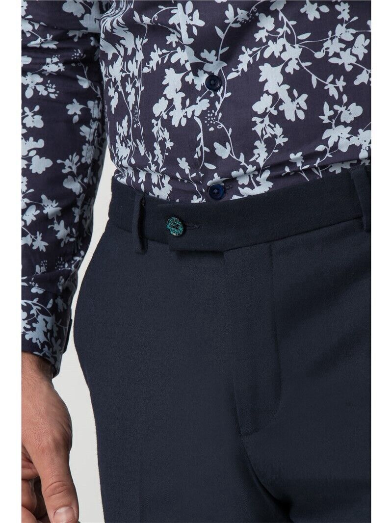 Without Prejudice Drayton Flannel Slim Fit Trouser Navy 34S