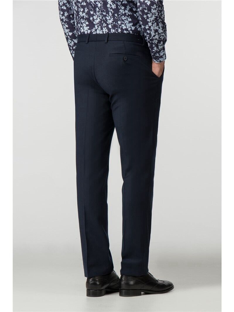 Without Prejudice Drayton Flannel Slim Fit Trouser Navy 34S