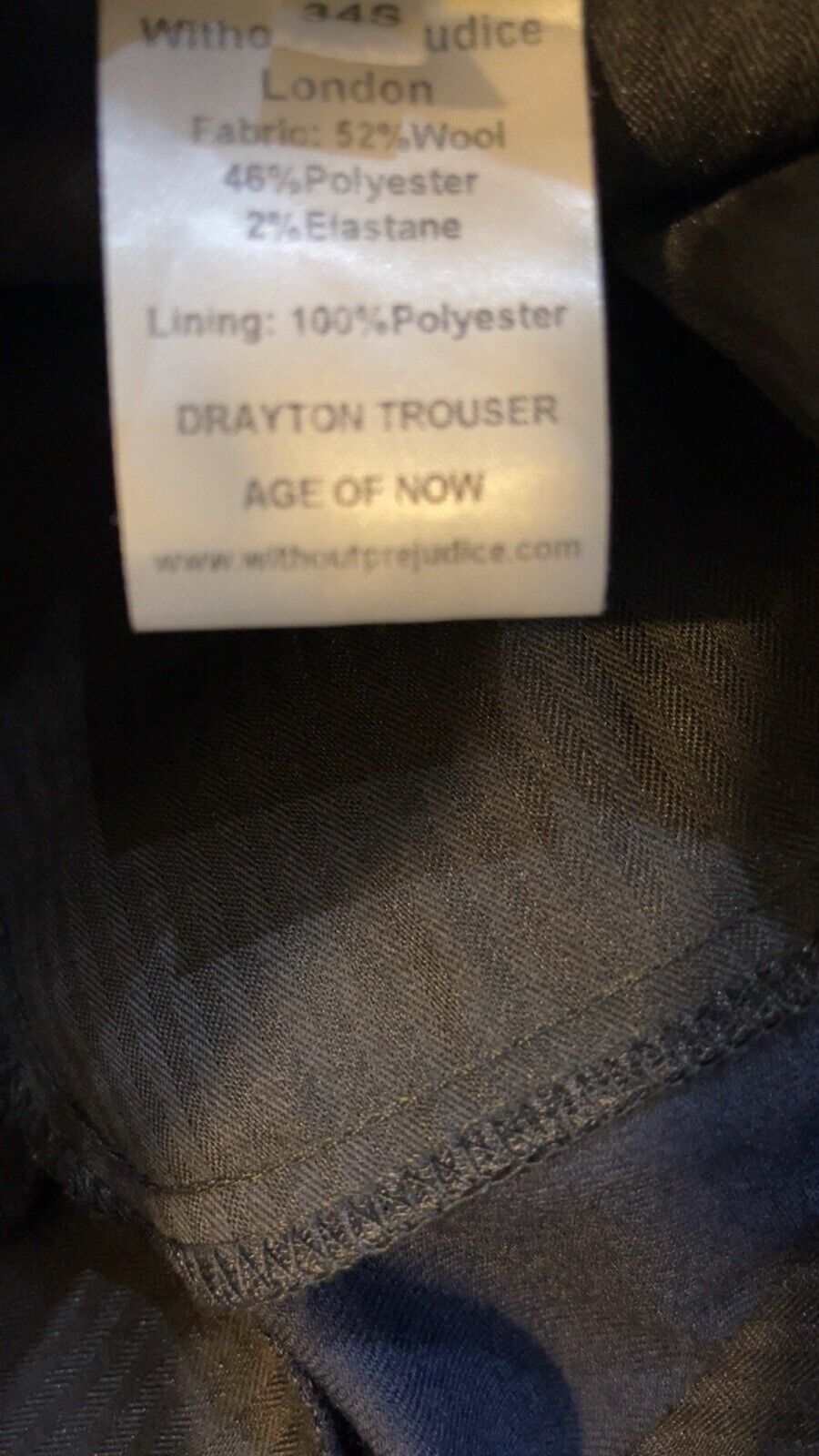 Without Prejudice Drayton Flannel Slim Fit Trouser Navy 34S