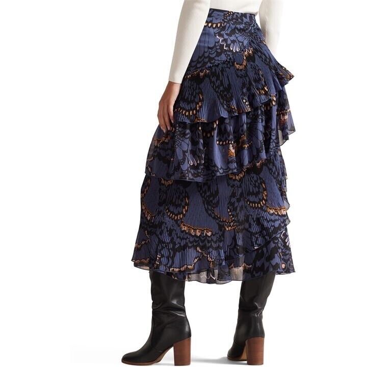 Ted Baker Furela Asymmetric Tiered Midi Skirt UK 10 RRP £175