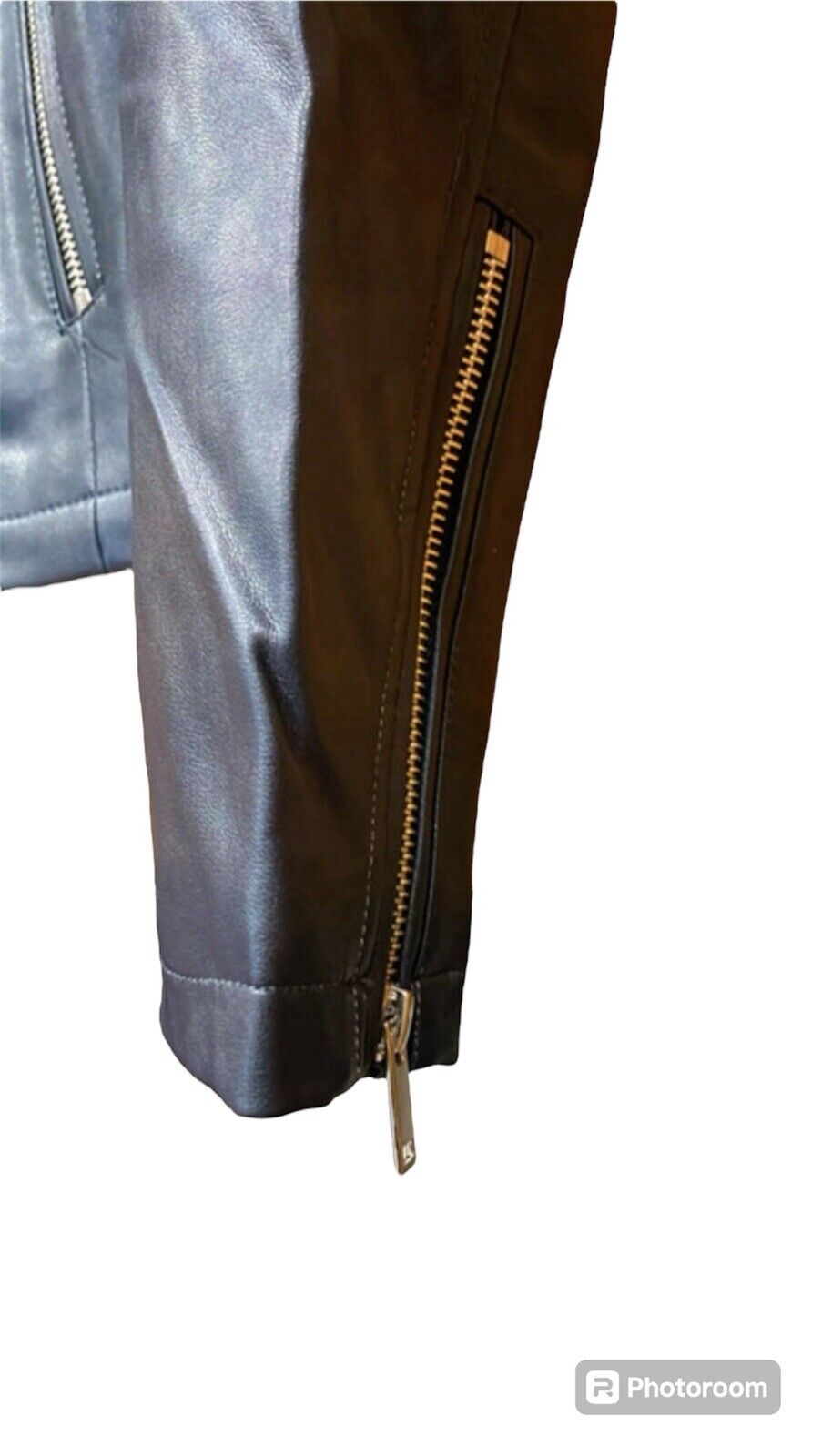 Be You Womens Biker Jacket Black Navy UK Faux Leather Size UK 12