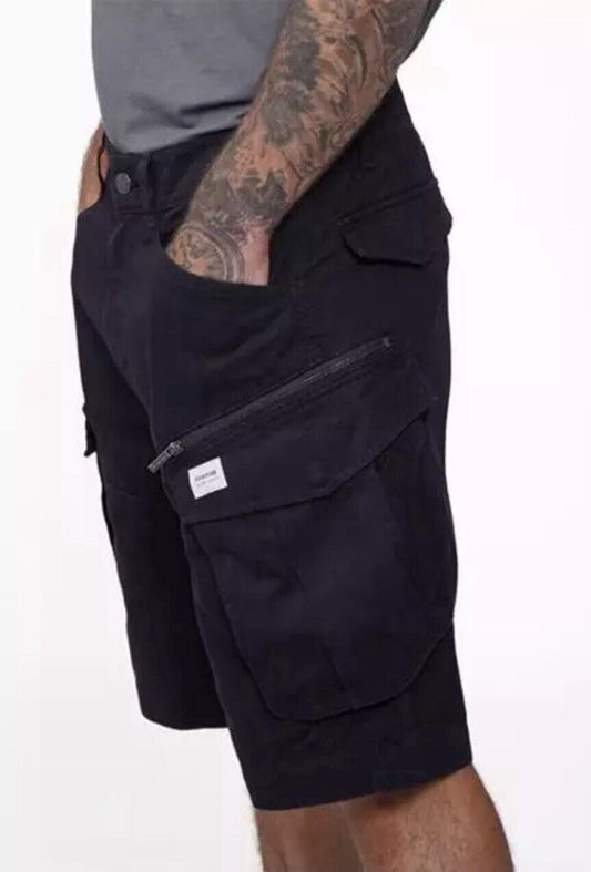 Firetrap Mens BTK Cargo Shorts Washed Black Size Small