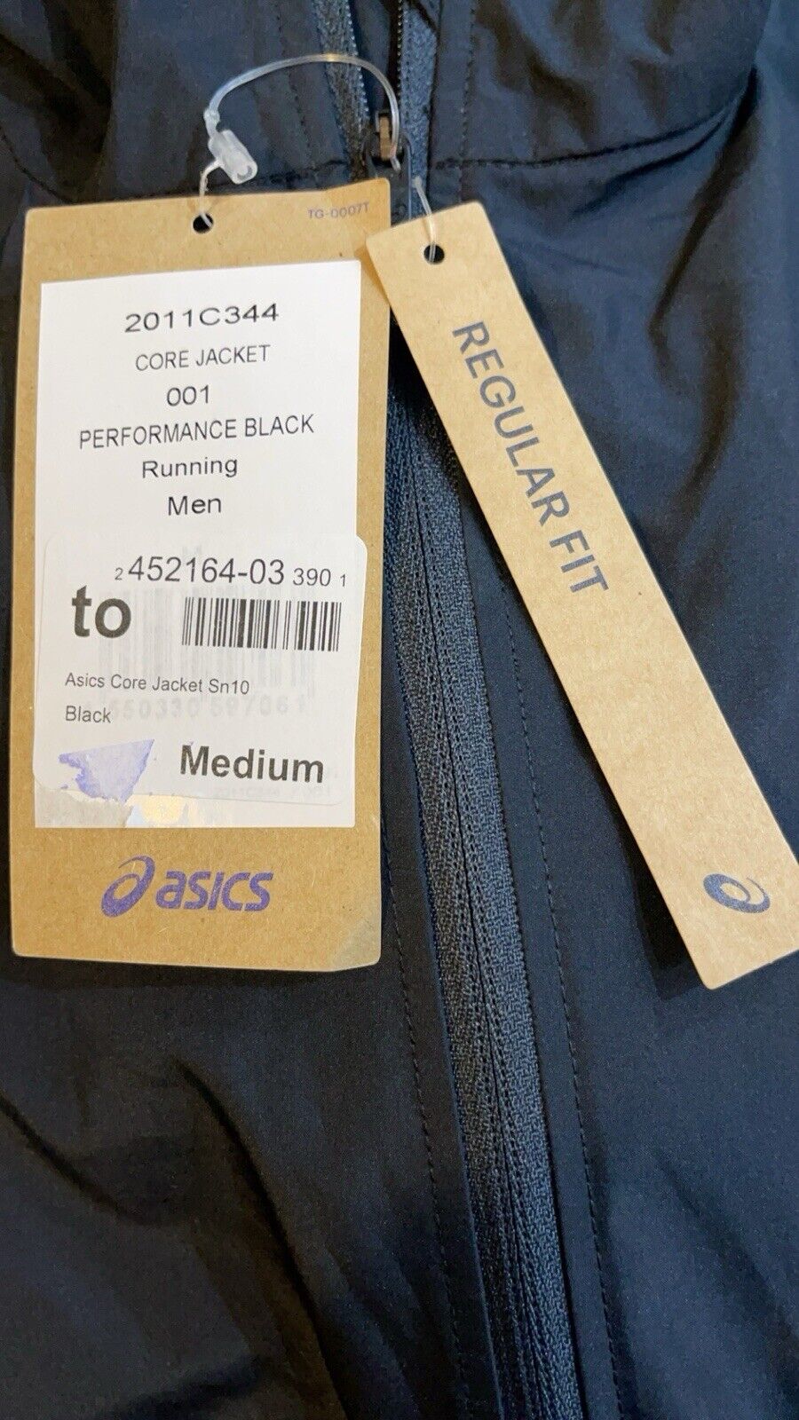 Asics Mens Core Running Jacket Asics Black Size Medium
