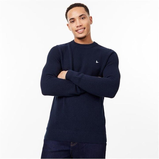 Jack Wills Mens Linus Seed Stitch Crew Neck Jumper Sweater Pullover Navy XL