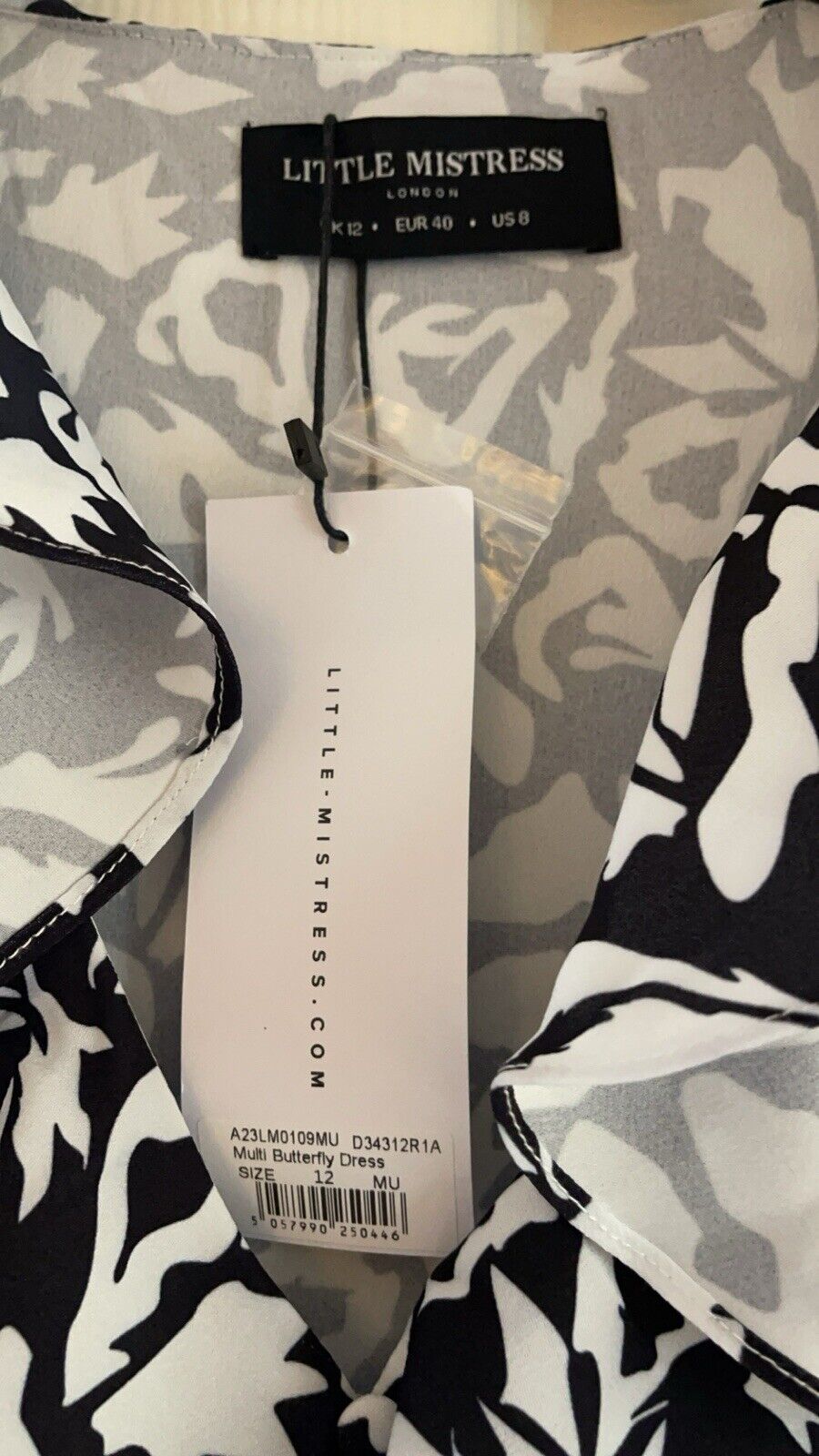 Little Mistress monochrome Black White Printed Midaxi Dress UK 12 RRP £65