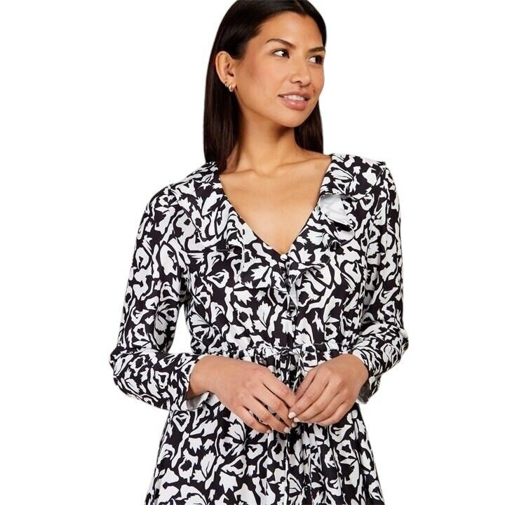 Little Mistress monochrome Black White Printed Midaxi Dress UK 12 RRP £65