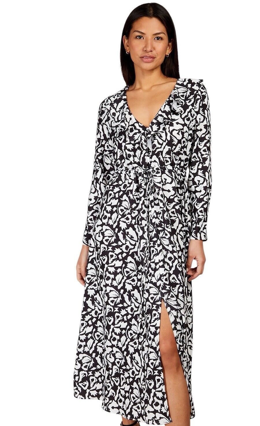 Little Mistress monochrome Black White Printed Midaxi Dress UK 12 RRP £65