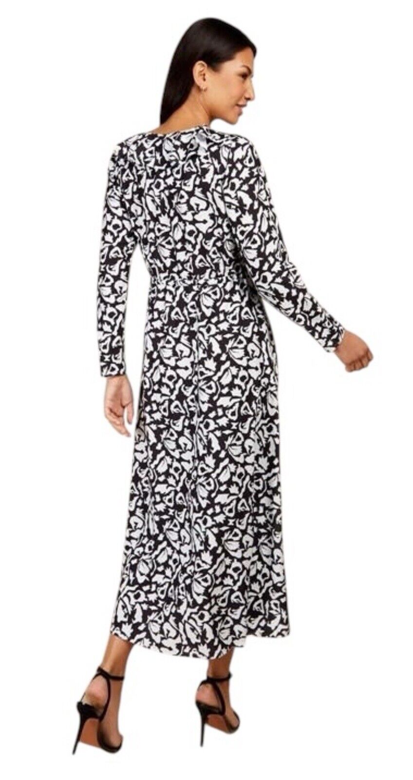 Little Mistress monochrome Black White Printed Midaxi Dress UK 12 RRP £65