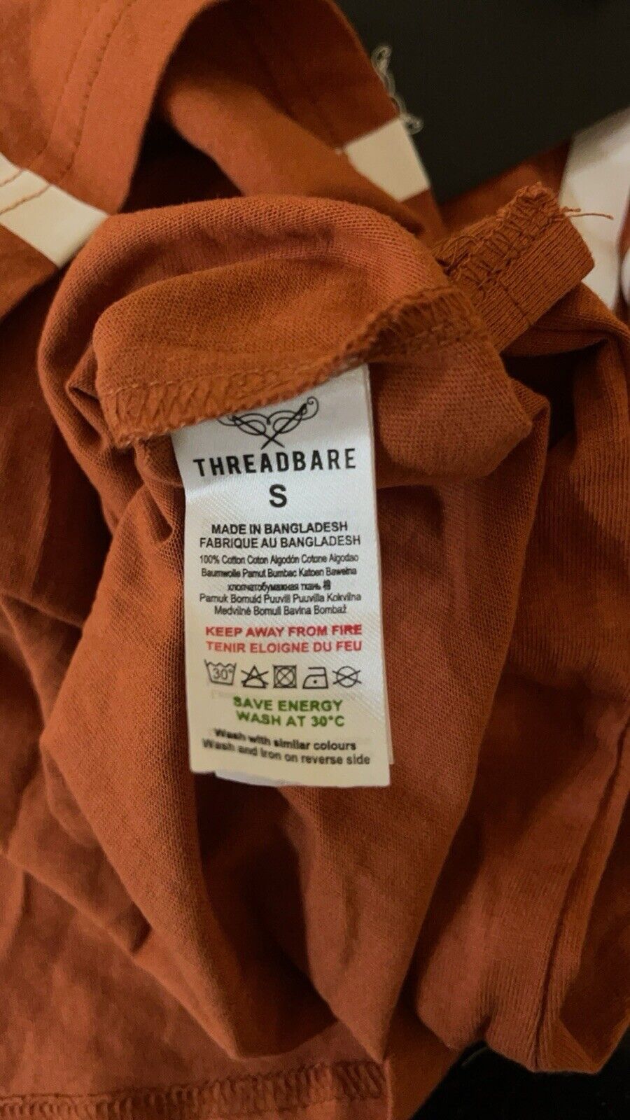 Threadbare Men’s Stripe Polo Shirt Orange Size Small 100% Cotton RARE