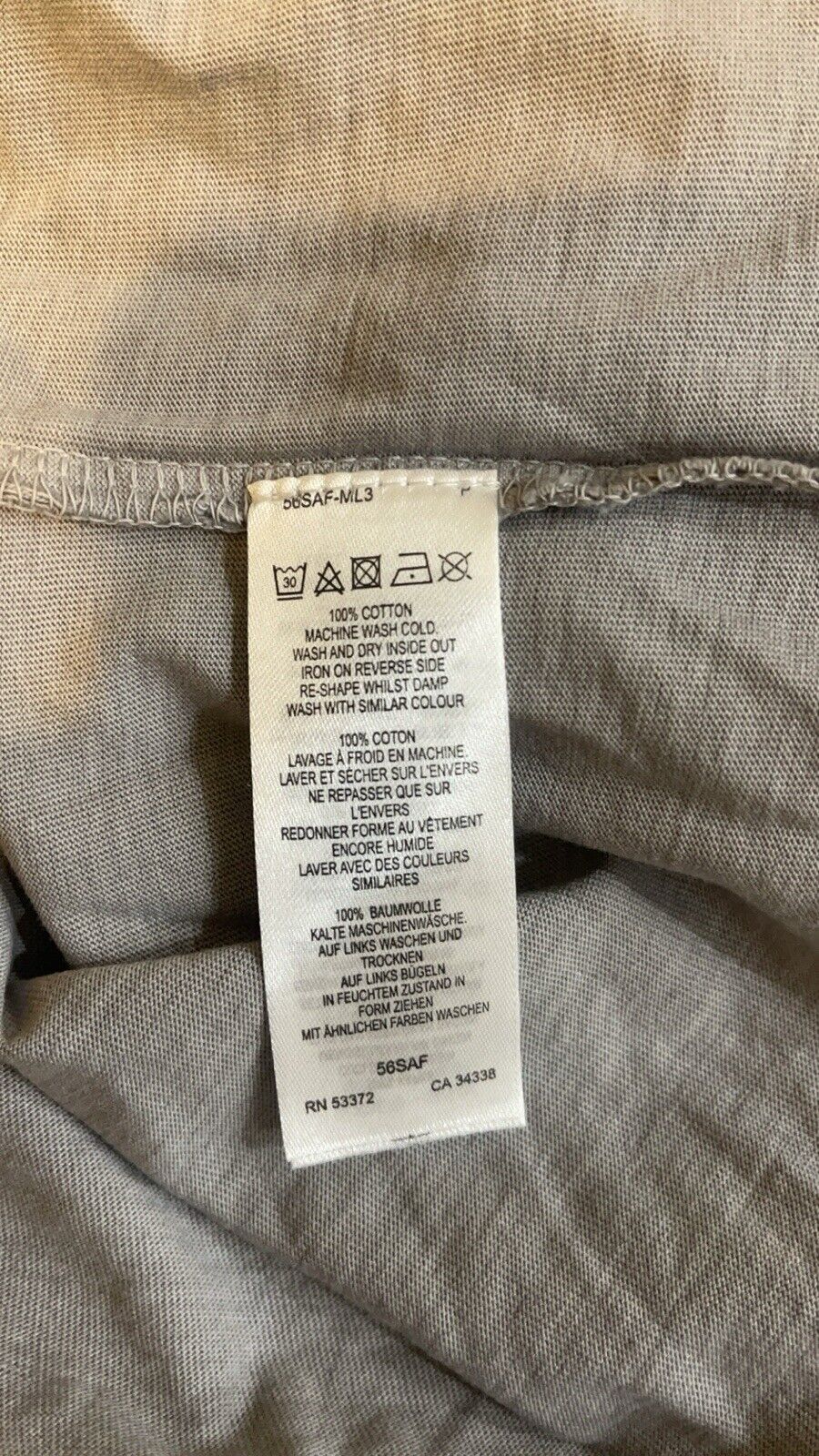 French Connection Men’s Washed Dye T-Shirt Grey Large RRP £35